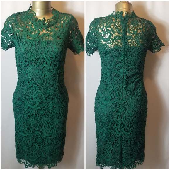 Metisu Dresses & Skirts - METISU GREEN HOLLOW OUT LACE DRESS